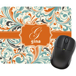 Orange & Blue Leafy Swirls Rectangular Mouse Pad (Personalized)