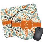Orange & Blue Leafy Swirls Mouse Pad (Personalized)