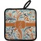 Orange & Blue Leafy Swirls Pot Holder w/ Name and Initial