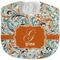 Orange & Blue Leafy Swirls Velour Baby Bib w/ Name and Initial