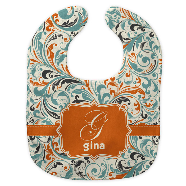 Orange & Blue Leafy Swirls New Bib Flat Approval