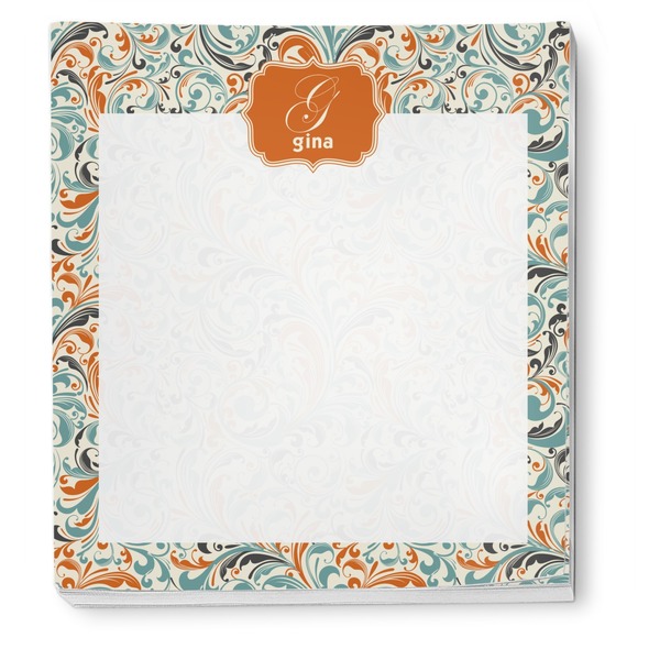Orange & Blue Leafy Swirls Notepad - Apvl