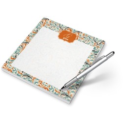 Orange & Blue Leafy Swirls Notepad (Personalized)