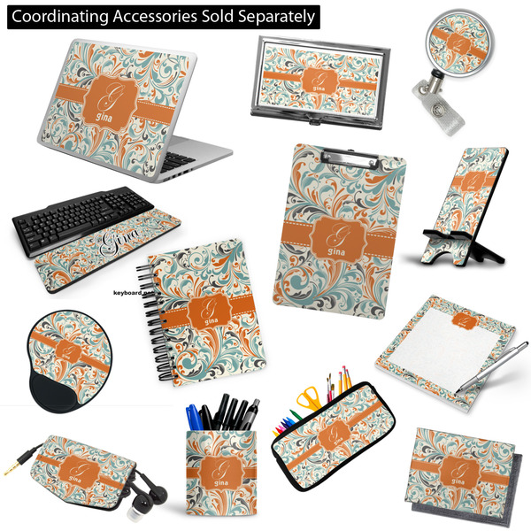 Orange & Blue Leafy Swirls Office & Desk Accessories