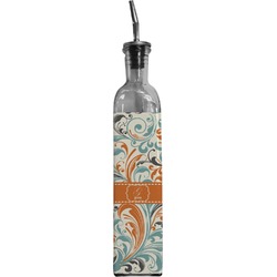 Orange & Blue Leafy Swirls Oil Dispenser Bottle (Personalized)