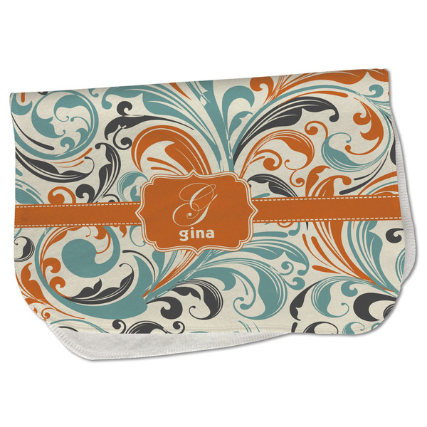 Orange & Blue Leafy Swirls Old Burp Folded