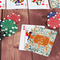 Orange & Blue Leafy Swirls On Table with Poker Chips