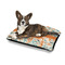 Orange & Blue Leafy Swirls Outdoor Dog Beds - Medium - IN CONTEXT