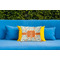 Orange & Blue Leafy Swirls Outdoor Throw Pillow  - LIFESTYLE (Rectangular - 20x14)