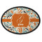 Orange & Blue Leafy Swirls Iron On Oval Patch w/ Name and Initial