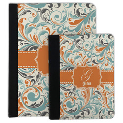 Orange & Blue Leafy Swirls Padfolio Clipboard (Personalized)