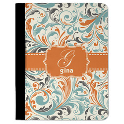 Orange & Blue Leafy Swirls Padfolio Clipboard - Large (Personalized)
