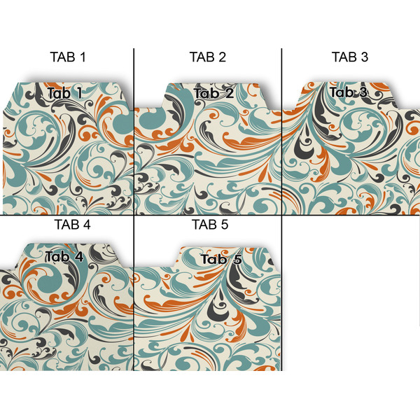Orange & Blue Leafy Swirls Page Dividers - Set of 5 - Approval