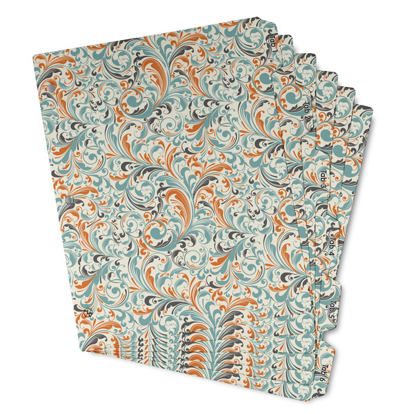 Orange & Blue Leafy Swirls Page Dividers - Set of 6 - Main/Front