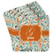 Orange & Blue Leafy Swirls Paper Coasters - Front/Main