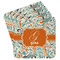 Orange & Blue Leafy Swirls Paper Coasters w/ Name and Initial