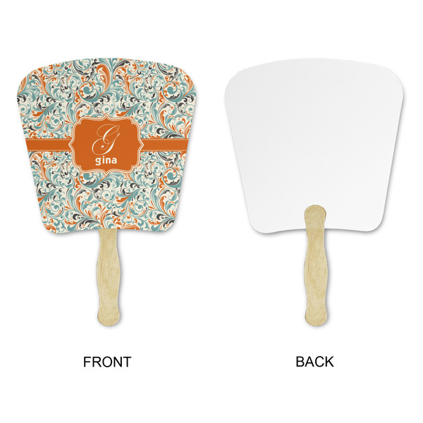 Orange & Blue Leafy Swirls Paper Fans - Approval
