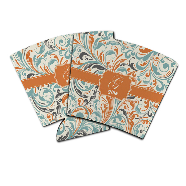 Custom Orange & Blue Leafy Swirls Party Cup Sleeve (Personalized)