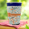 Orange & Blue Leafy Swirls Party Cup Sleeves - with bottom - Lifestyle