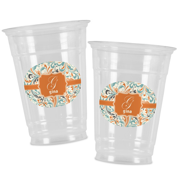 Orange & Blue Leafy Swirls Party Cups - 16oz - Alt View