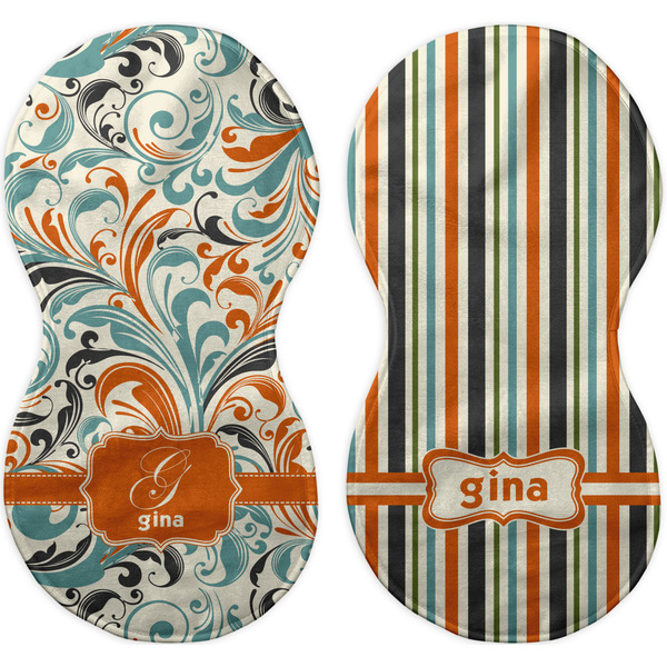 Orange & Blue Leafy Swirls Peanut Shaped Burps - Approval