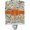 Orange & Blue Leafy Swirls Ceramic Night Light (Personalized)