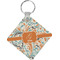 Orange & Blue Leafy Swirls Personalized Diamond Key Chain
