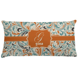 Orange & Blue Leafy Swirls Pillow Case (Personalized)