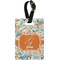 Orange & Blue Leafy Swirls Plastic Luggage Tag - Rectangular w/ Name and Initial
