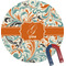 Orange & Blue Leafy Swirls Personalized Round Fridge Magnet
