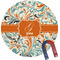Orange & Blue Leafy Swirls Round Fridge Magnet (Personalized)
