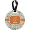 Orange & Blue Leafy Swirls Personalized Round Luggage Tag