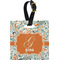Orange & Blue Leafy Swirls Personalized Square Luggage Tag