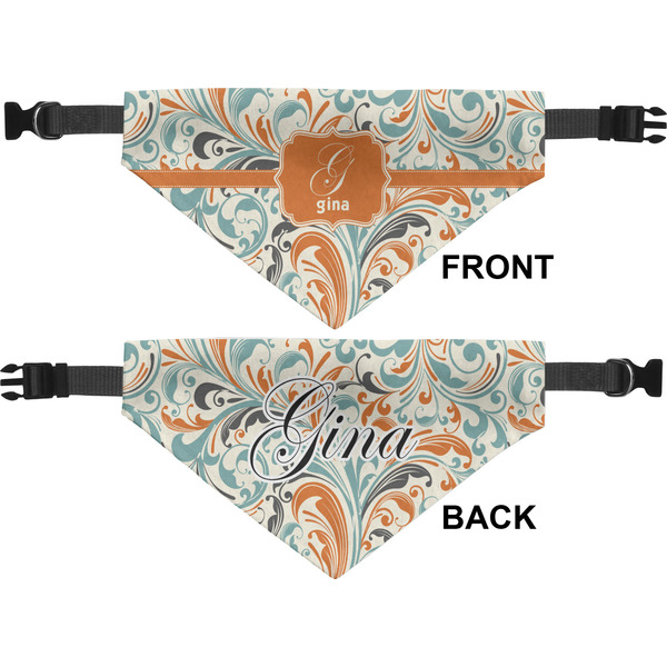 Orange & Blue Leafy Swirls Pet Bandana Approval