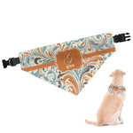 Orange & Blue Leafy Swirls Dog Bandana - XLarge (Personalized)