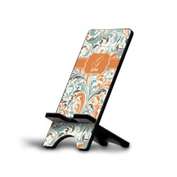 Orange & Blue Leafy Swirls Cell Phone Stand (Personalized)