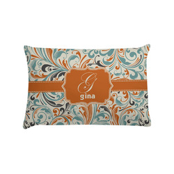 Orange & Blue Leafy Swirls Pillow Case - Standard (Personalized)