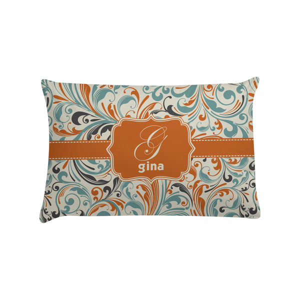 Custom Orange & Blue Leafy Swirls Pillow Case - Standard (Personalized)