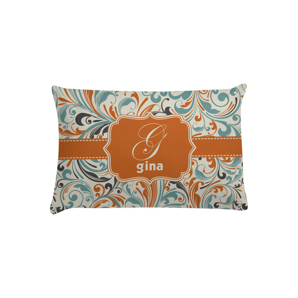 Custom Orange & Blue Leafy Swirls Pillow Case - Toddler (Personalized)