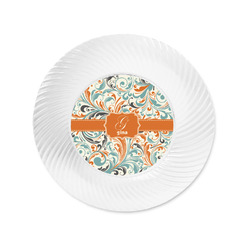 Orange & Blue Leafy Swirls Plastic Party Appetizer & Dessert Plates - 6" (Personalized)
