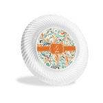 Orange & Blue Leafy Swirls Plastic Party Appetizer & Dessert Plates - 6" (Personalized)