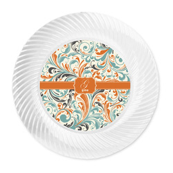 Orange & Blue Leafy Swirls Plastic Party Dinner Plates - 10" (Personalized)