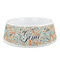 Orange & Blue Leafy Swirls Plastic Dog Bowl - Medium (Personalized)