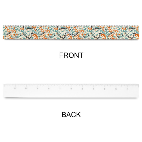 Orange & Blue Leafy Swirls Plastic Ruler - 12" - APPROVAL