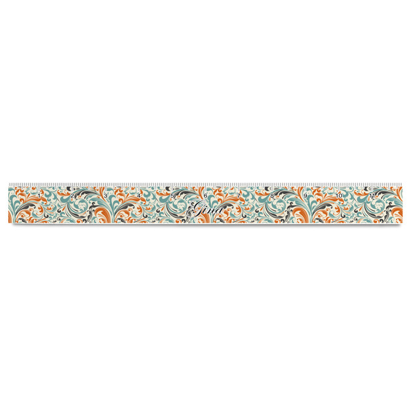 Orange & Blue Leafy Swirls Plastic Ruler - 12" - FRONT