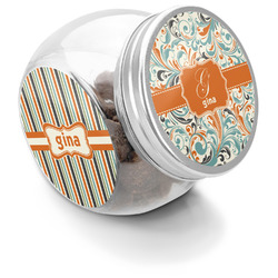Orange & Blue Leafy Swirls Puppy Treat Jar (Personalized)