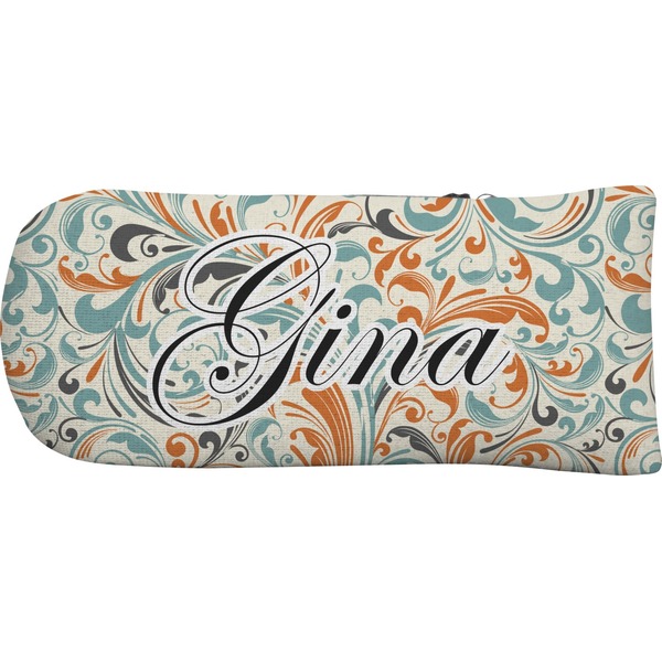 Orange & Blue Leafy Swirls Putter Cover (Front)