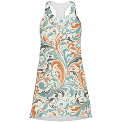 Orange & Blue Leafy Swirls Racerback Dress (Personalized)