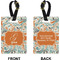 Orange & Blue Leafy Swirls Rectangle Luggage Tag (Front + Back)