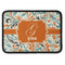 Orange & Blue Leafy Swirls Iron On Rectangle Patch w/ Name and Initial